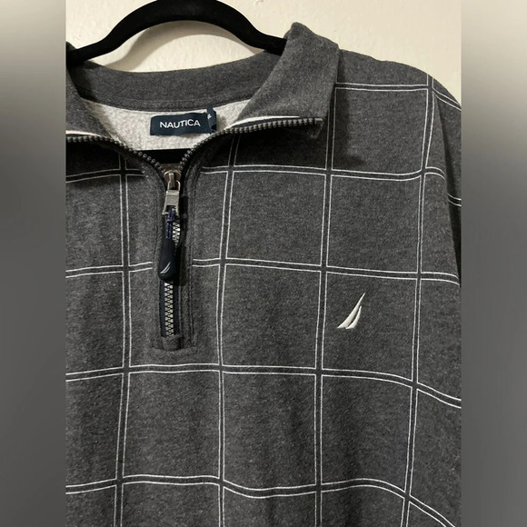 Nautica quarterzip pullover thick lines grey plaid classic men’s size xxl - Picture 2 of 4